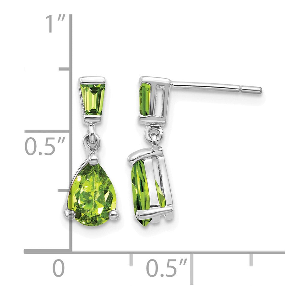 14k White Gold Peridot Dangle Post Earrings
