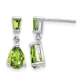 14k White Gold Peridot Dangle Post Earrings