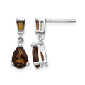 14k White Gold Smoky Quartz Dangle Post Earrings