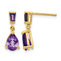 14k Gold Amethyst Dangle Post Earrings