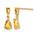 14k Gold Citrine Dangle Post Earrings