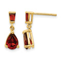 14k Gold Garnet Dangle Post Earrings