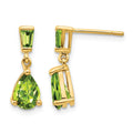 14k Gold Peridot Dangle Post Earrings