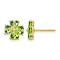 14k Heart-shaped Peridot Flower Post Earrings