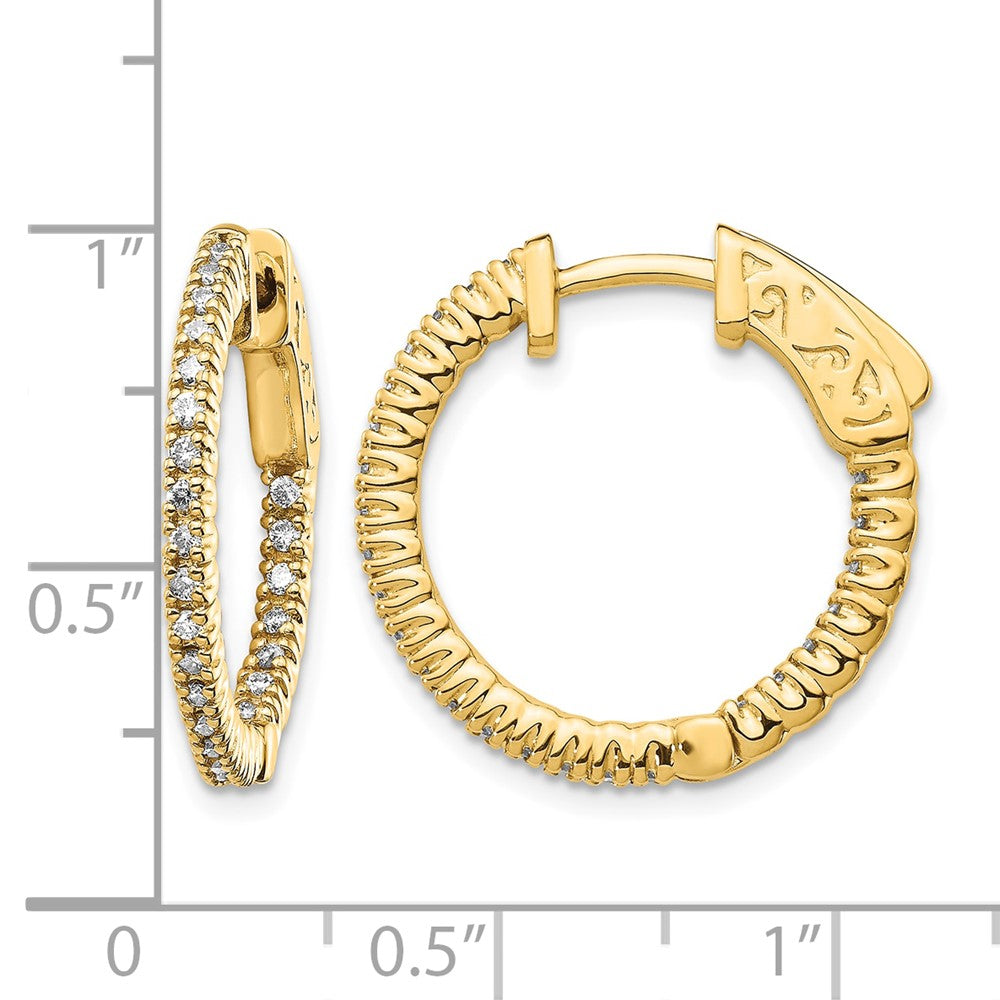 14k Diamond Round Hoop w/Safety Clasp Earrings