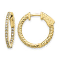 14k Diamond Round Hoop w/Safety Clasp Earrings