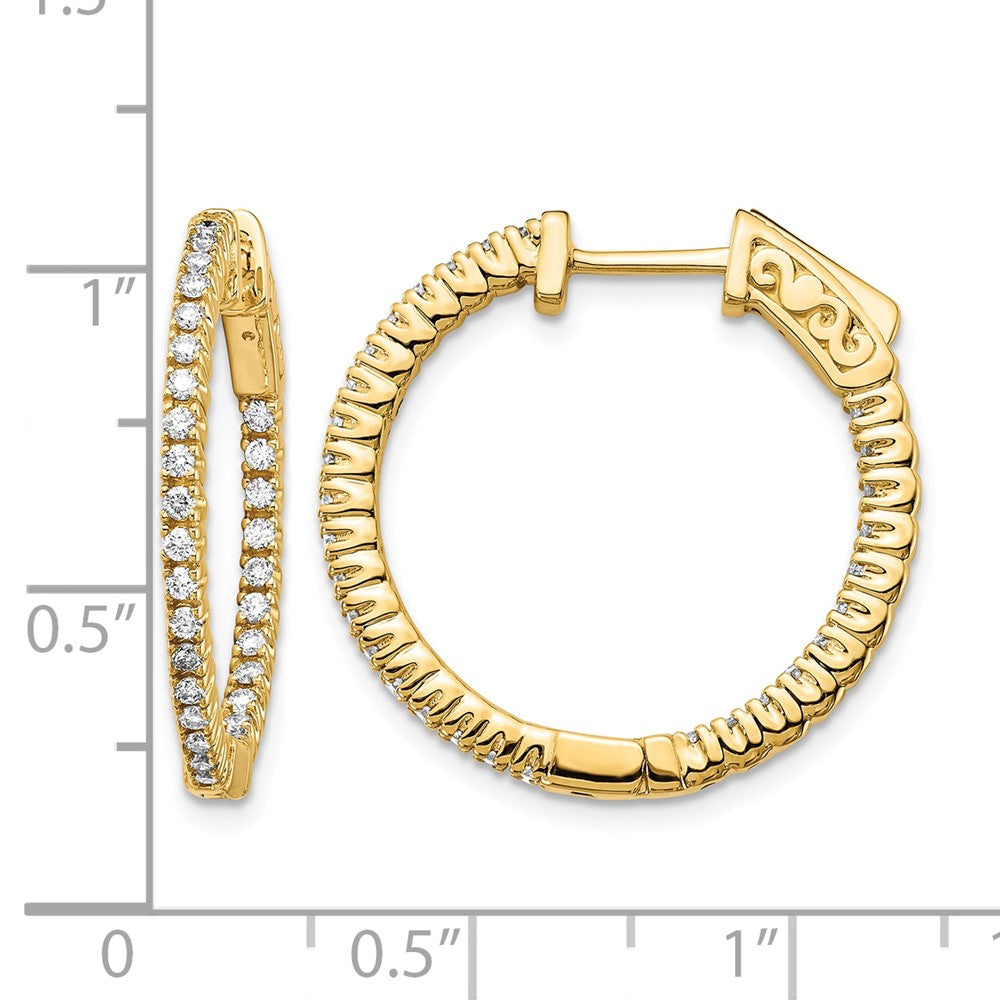 14k Diamond Round Hoop w/Safety Clasp Earrings