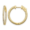 14k Diamond Round Hoop w/Safety Clasp Earrings