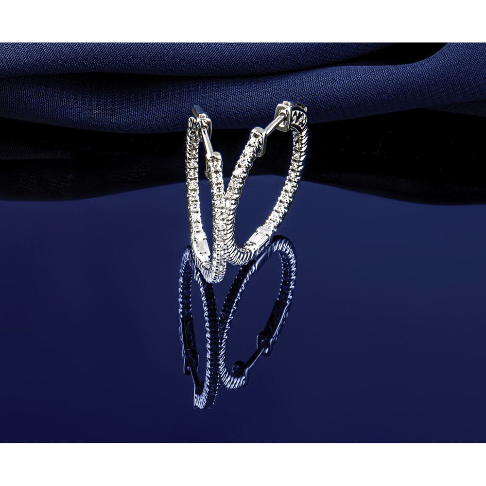 14k White Gold Round Hoop w/Safety Clasp Earring Mountings