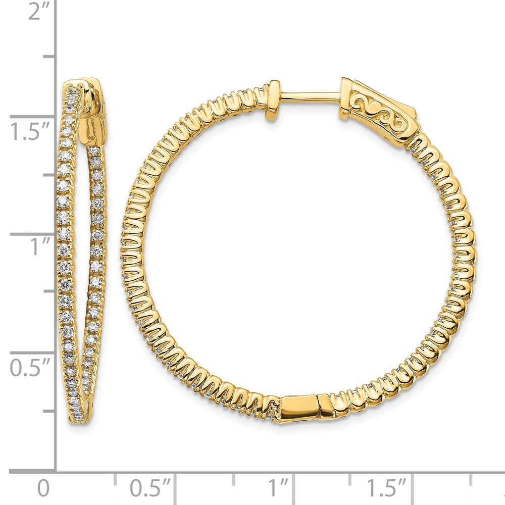 14k Diamond Round Hoop w/Safety Clasp Earrings