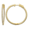 14k Diamond Round Hoop w/Safety Clasp Earrings
