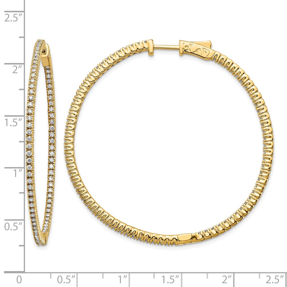 14k Diamond Round Hoop w/Safety Clasp Earrings