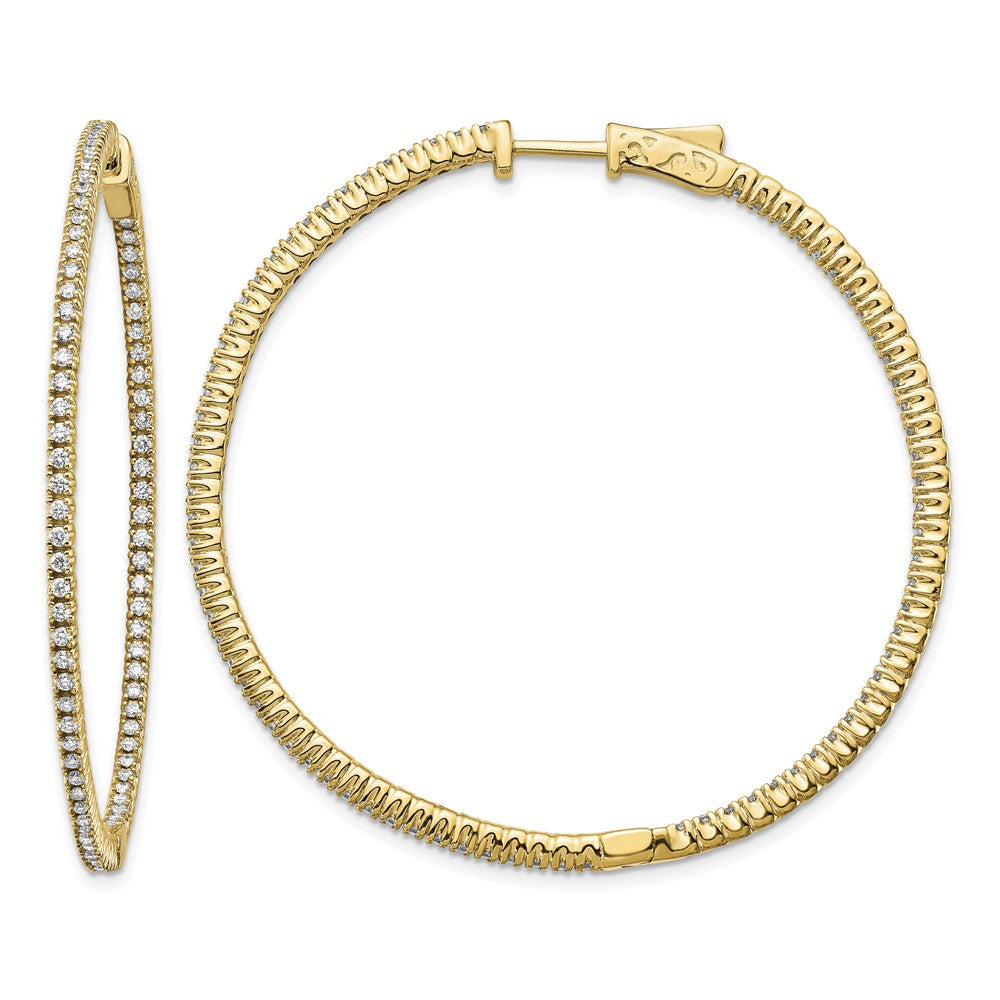 14k Diamond Round Hoop w/Safety Clasp Earrings