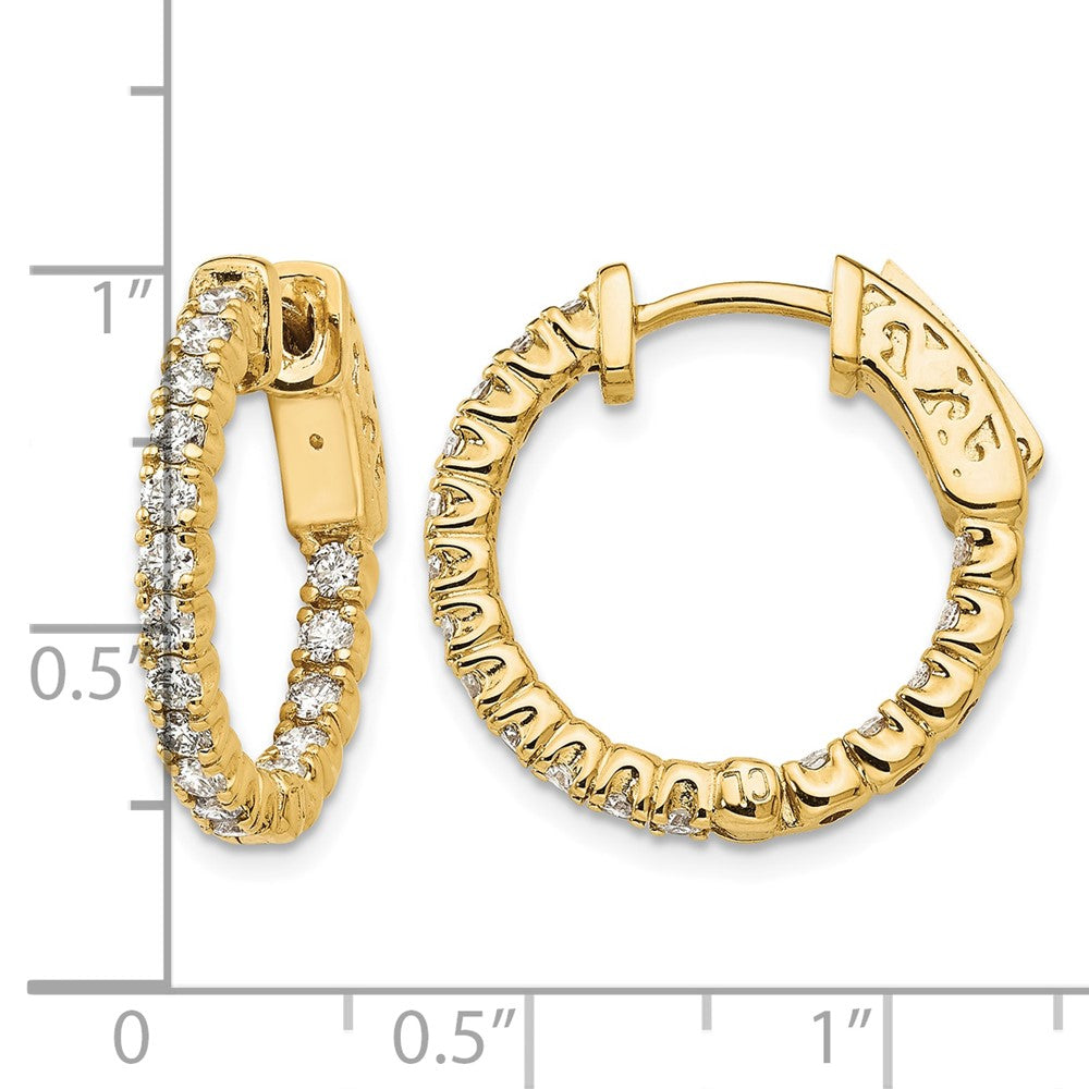 14k Diamond Round Hoop w/Safety Clasp Earrings
