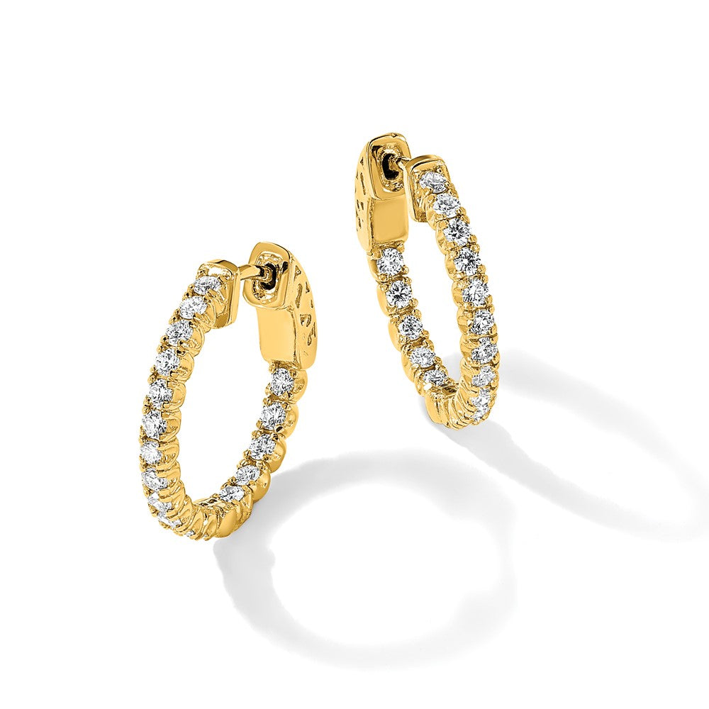 14k Diamond Round Hoop w/Safety Clasp Earrings
