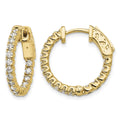 14k Diamond Round Hoop w/Safety Clasp Earrings