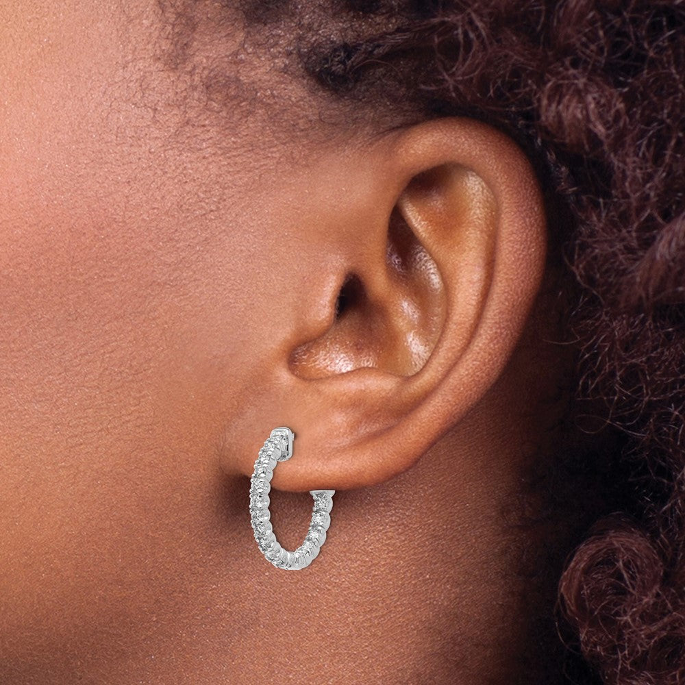 14k White Gold Round Hoop w/Safety Clasp Earring Mountings