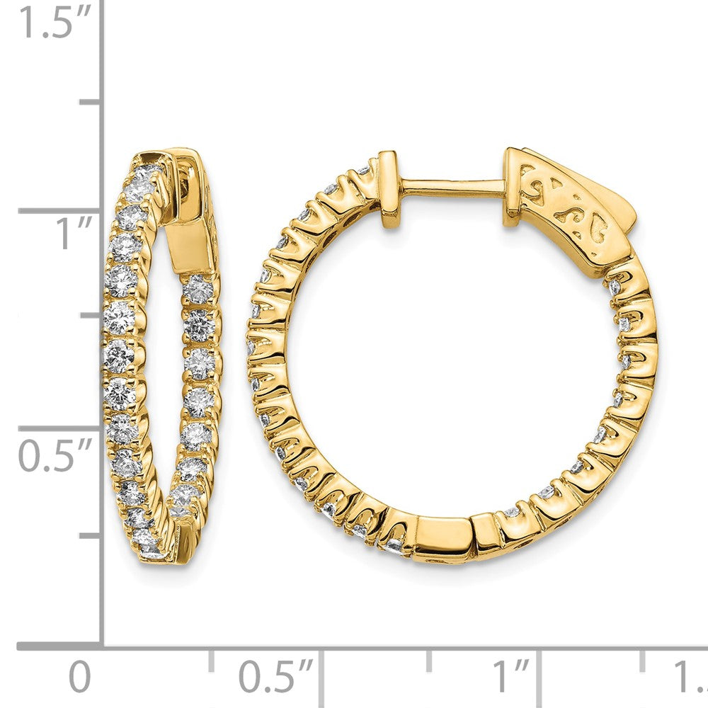14k Diamond Round Hoop w/Safety Clasp Earrings