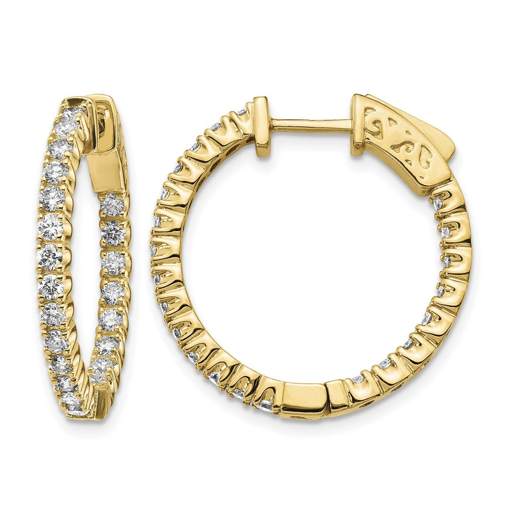 14k Diamond Round Hoop w/Safety Clasp Earrings