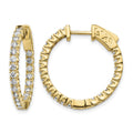 14k Diamond Round Hoop w/Safety Clasp Earrings
