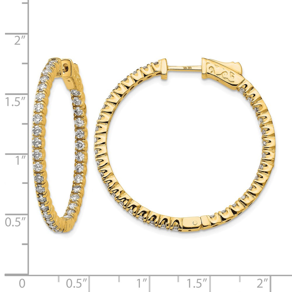 14k Diamond Round Hoop w/Safety Clasp Earrings