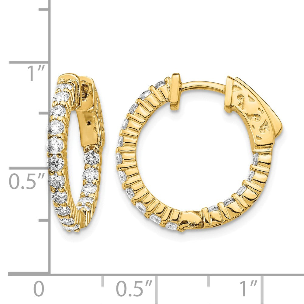 14k Diamond Round Hoop w/Safety Clasp Earrings