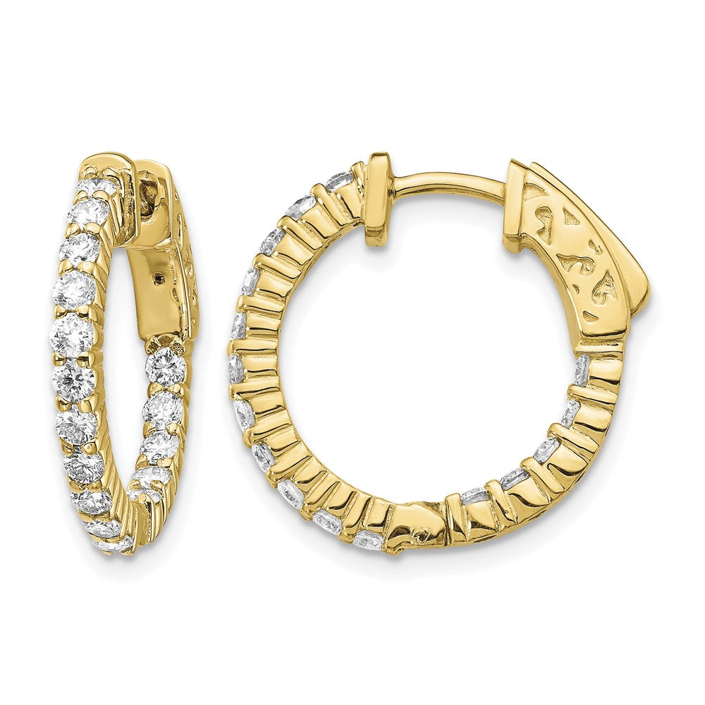 14k Diamond Round Hoop w/Safety Clasp Earrings