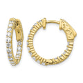 14k Diamond Round Hoop w/Safety Clasp Earrings