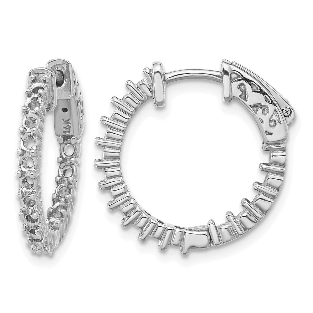 14k White Gold Round Hoop w/Safety Clasp Earring Mountings