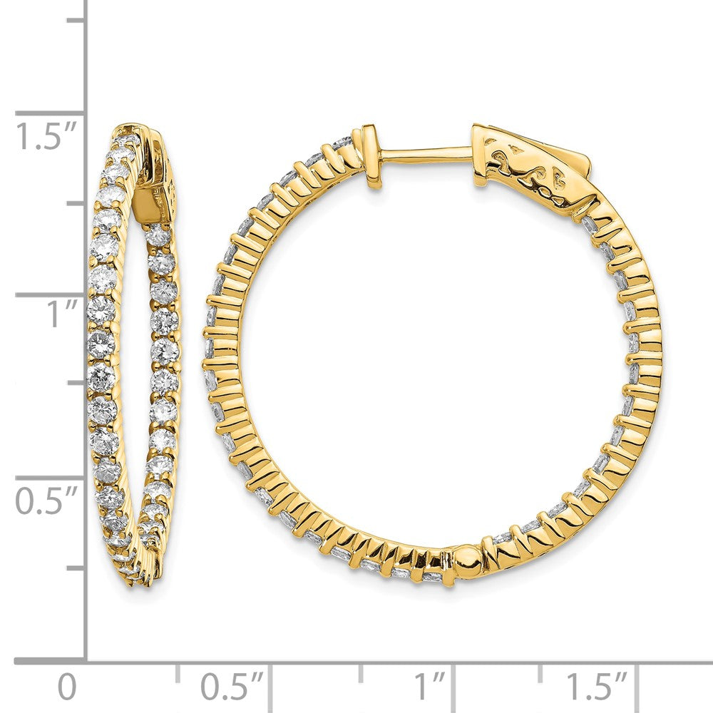 14k Diamond Round Hoop w/Safety Clasp Earrings