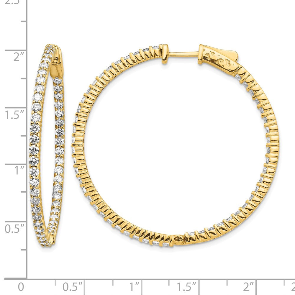 14k Diamond Round Hoop w/Safety Clasp Earrings