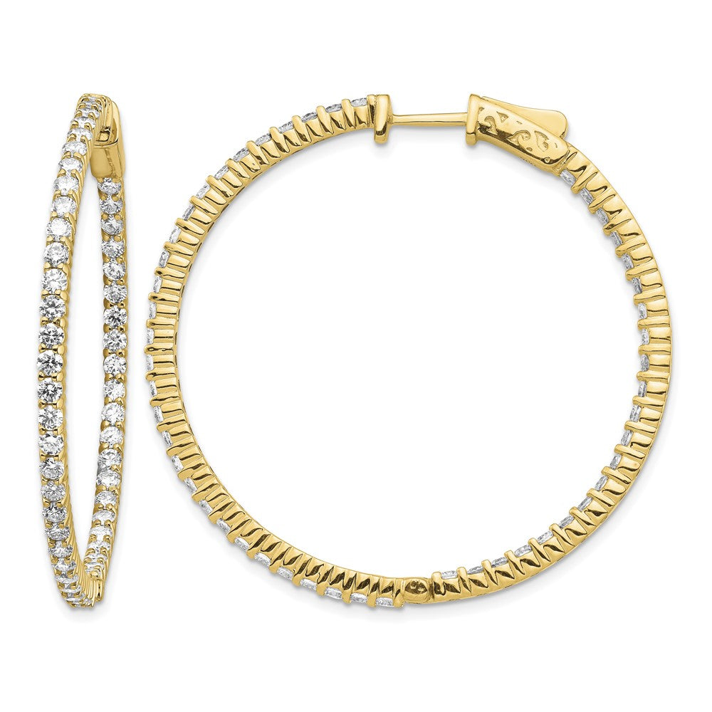 14k Diamond Round Hoop w/Safety Clasp Earrings