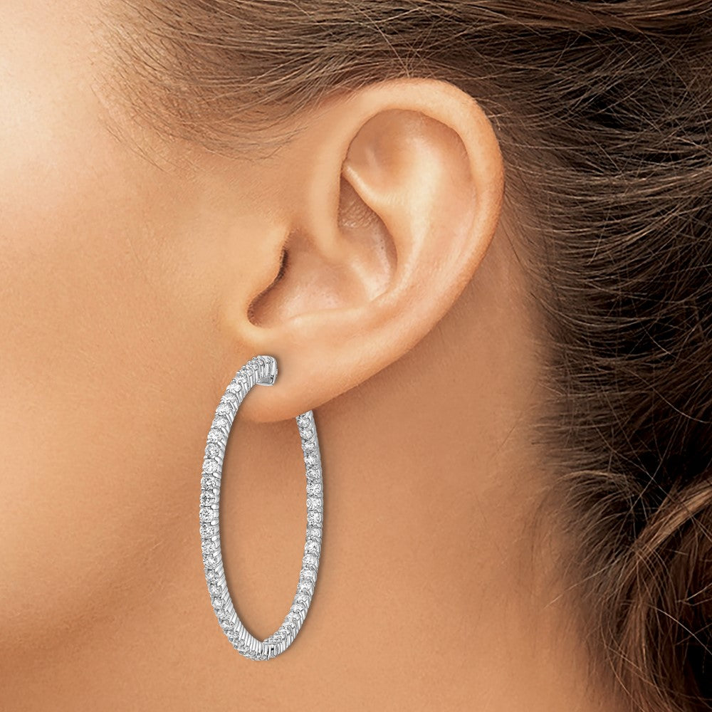 14k White Gold Round Hoop w/Safety Clasp Earring Mountings