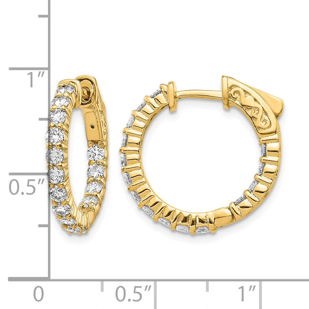14k Diamond Round Hoop w/Safety Clasp Earrings