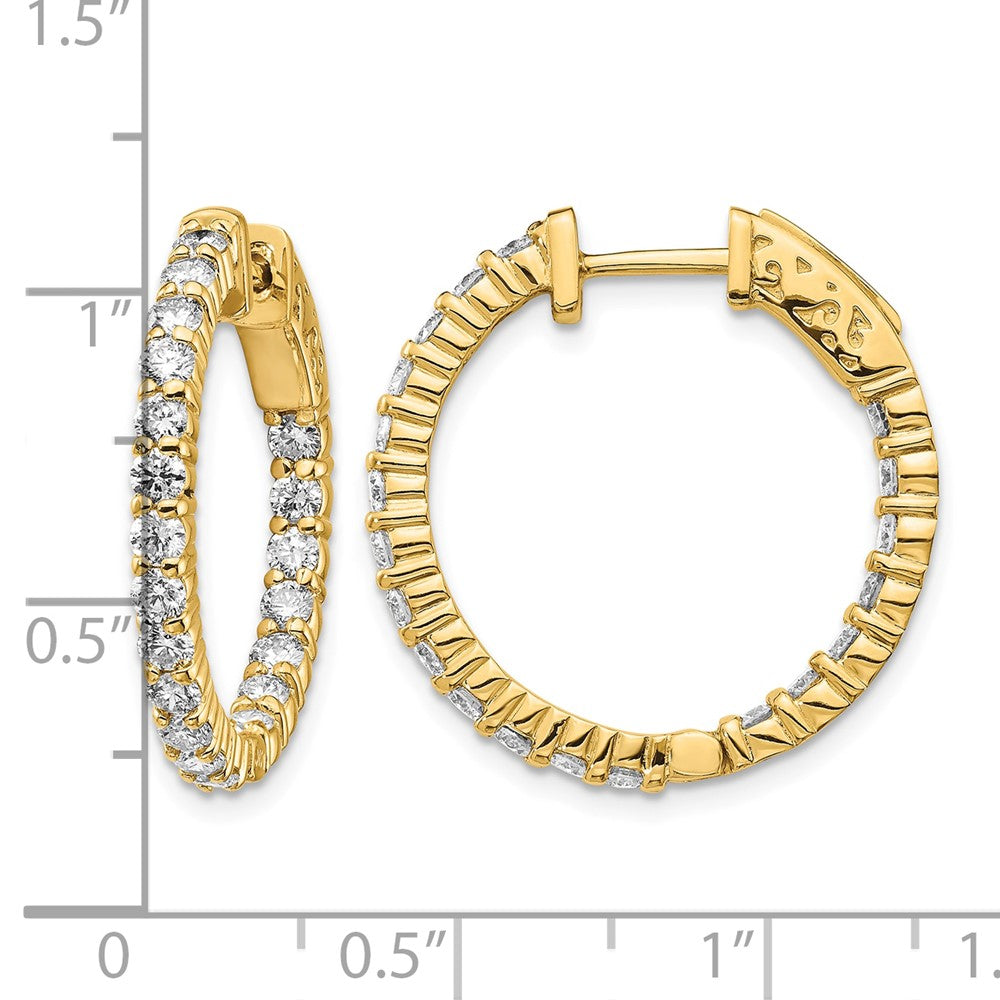 14k Diamond Round Hoop w/Safety Clasp Earrings