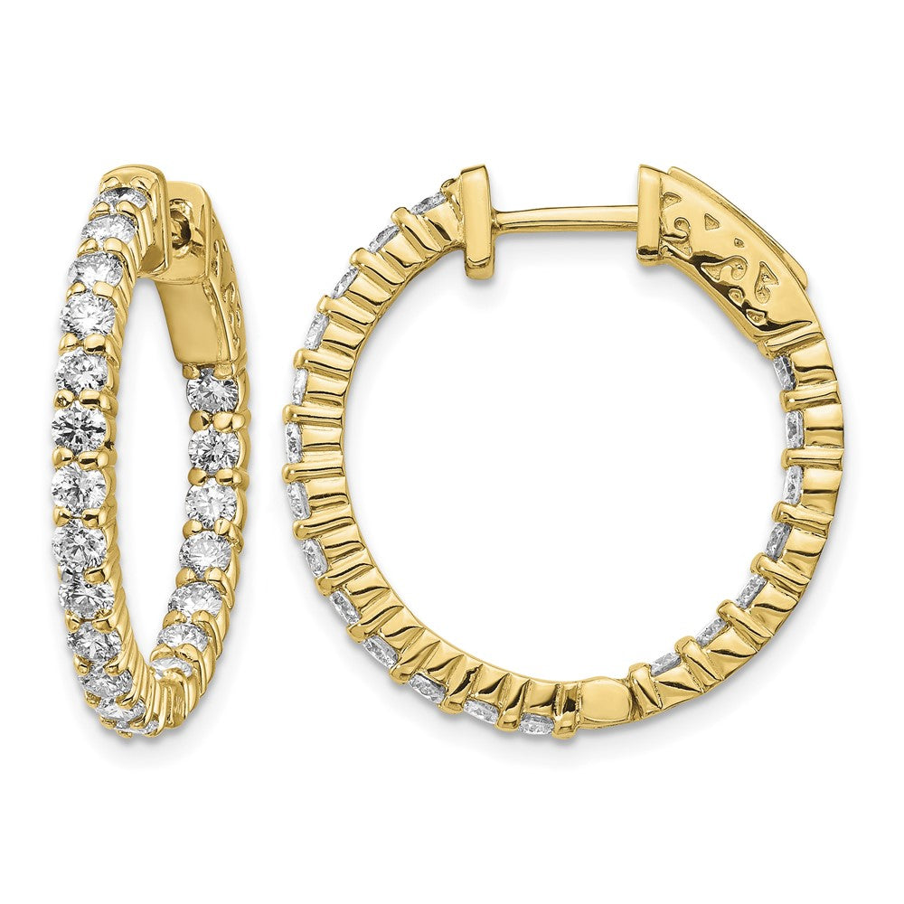 14k Diamond Round Hoop w/Safety Clasp Earrings
