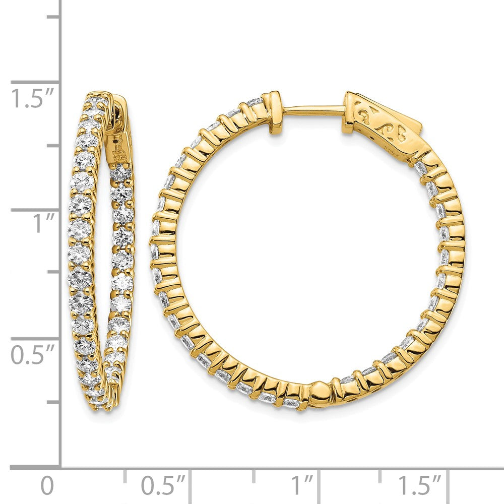 14k Diamond Round Hoop w/Safety Clasp Earrings