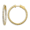 14k Diamond Round Hoop w/Safety Clasp Earrings