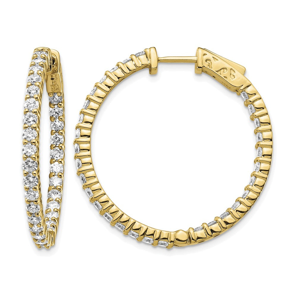 14k Diamond Round Hoop w/Safety Clasp Earrings