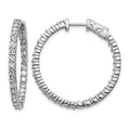 14k White Gold Diamond Round Hoop w/Safety Clasp Earrings
