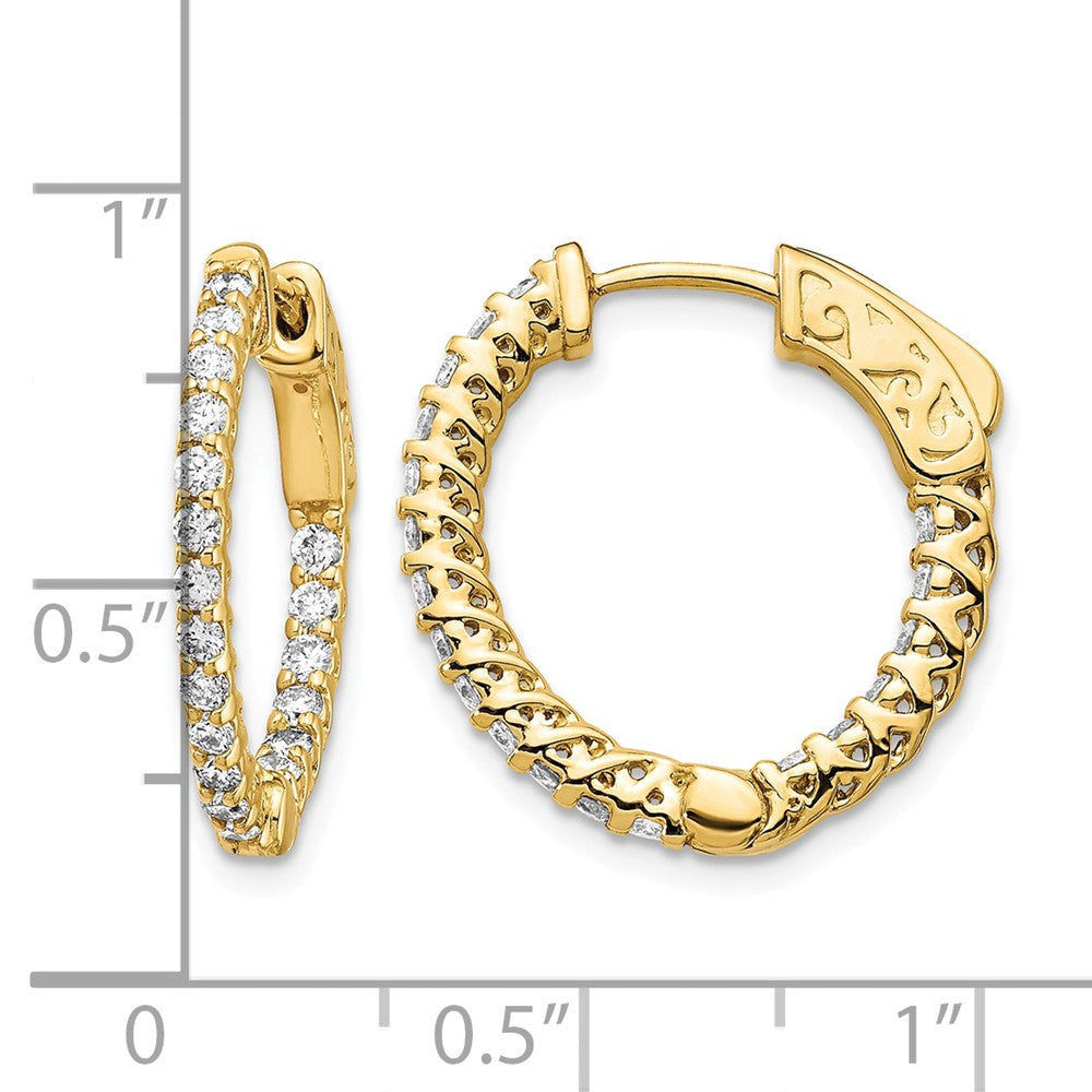 14k Diamond Round Hoop w/Safety Clasp Earrings