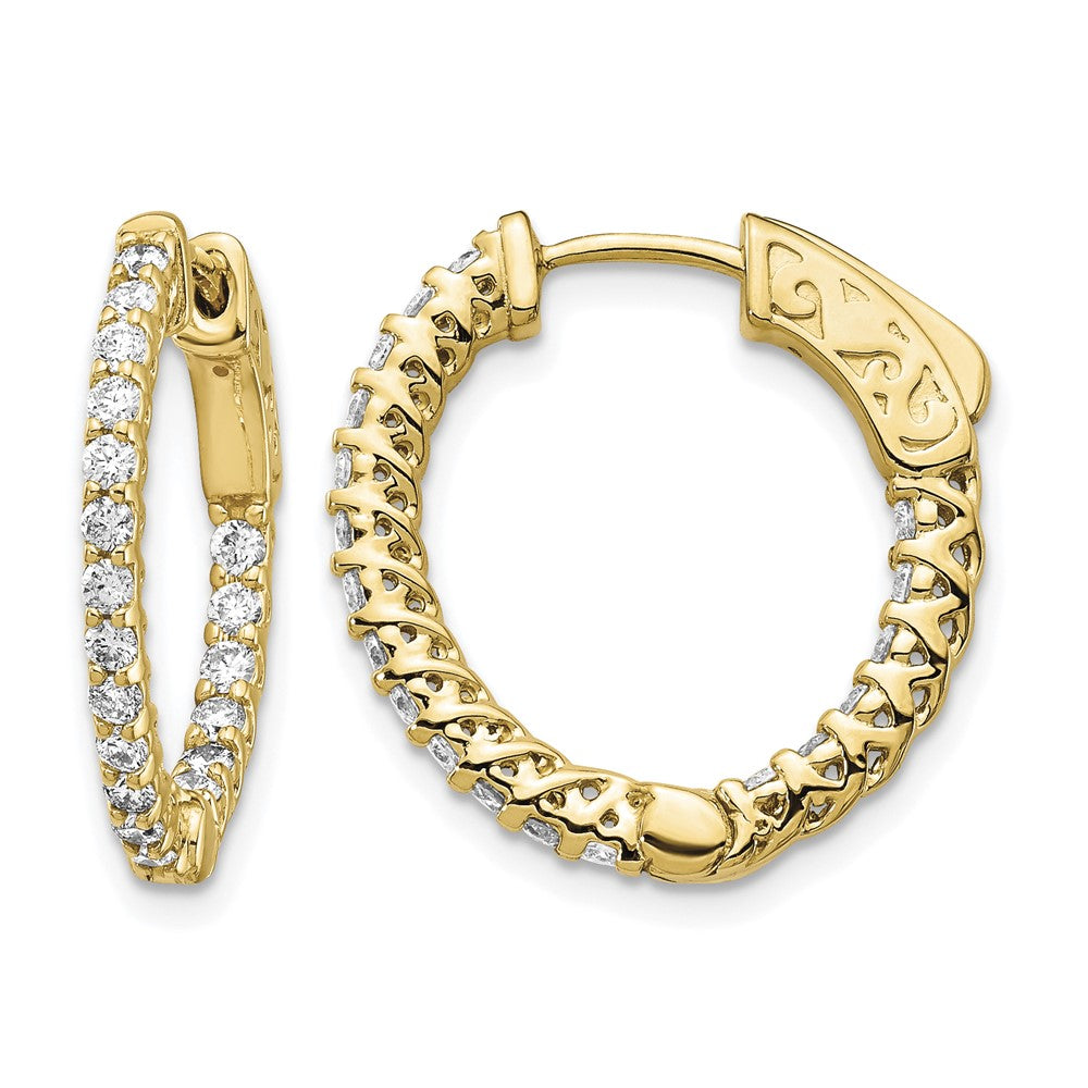 14k Diamond Round Hoop w/Safety Clasp Earrings