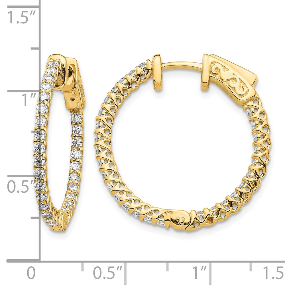 14k Diamond Round Hoop w/Safety Clasp Earrings