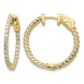 14k Diamond Round Hoop w/Safety Clasp Earrings