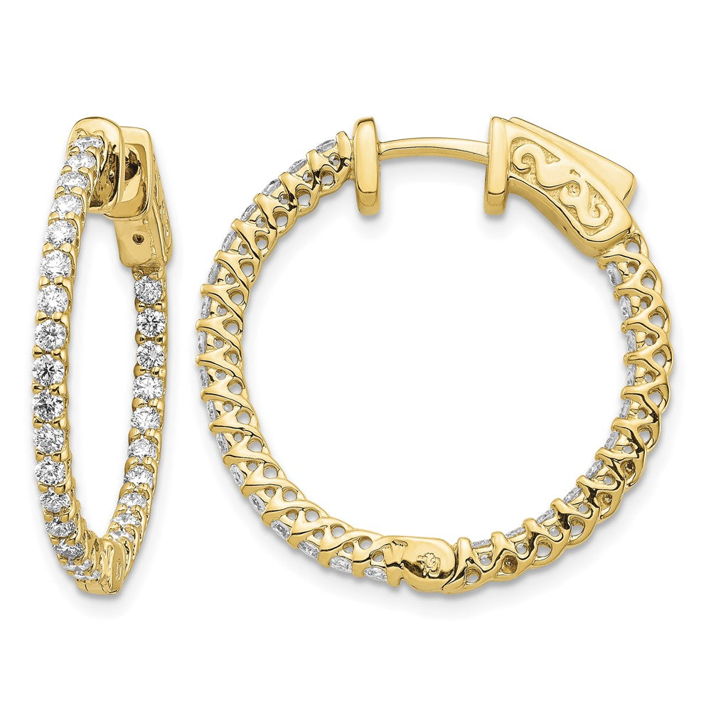 14k Diamond Round Hoop w/Safety Clasp Earrings