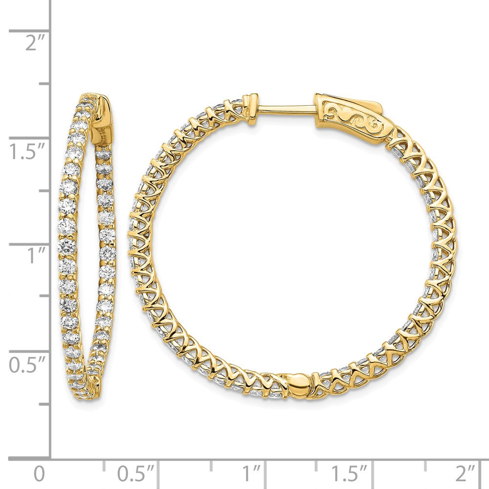 14k Diamond Round Hoop w/Safety Clasp Earrings