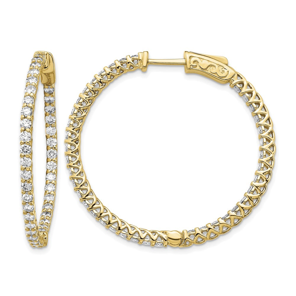 14k Diamond Round Hoop w/Safety Clasp Earrings