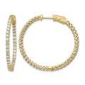 14k Diamond Round Hoop w/Safety Clasp Earrings