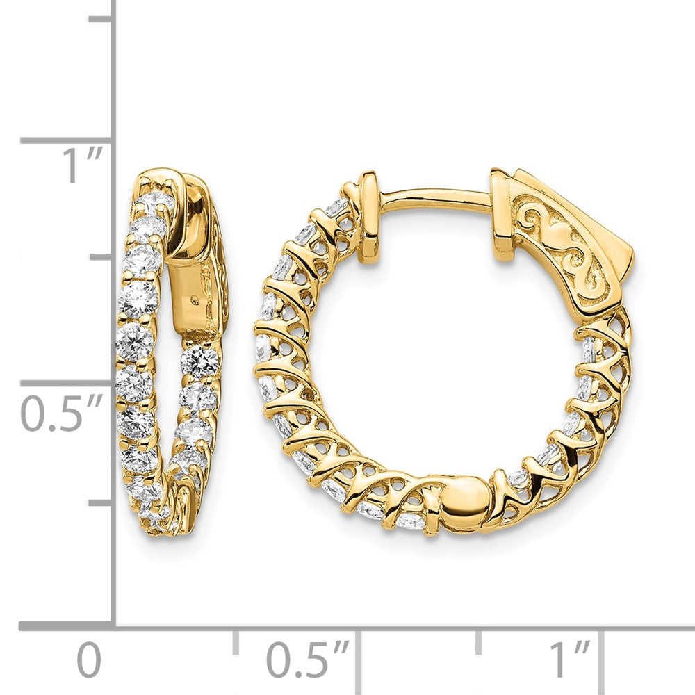 14k Diamond Round Hoop w/Safety Clasp Earrings