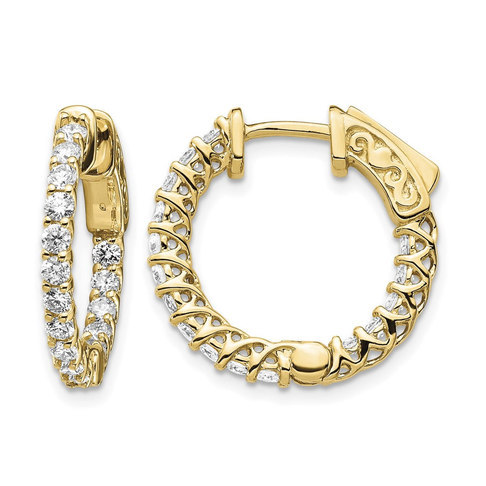 14k Diamond Round Hoop w/Safety Clasp Earrings